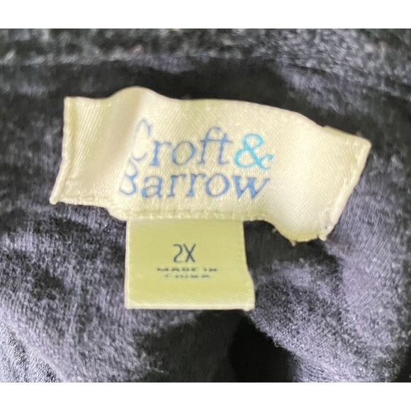 Croft & Barrow Womens Quilted Pullover Sweater 2X Blue Long Sleeve Front Pocket - Picture 4 of 9